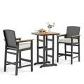 Sunshine Valley 3 piece black HDPE patio bar set with table and 2 stools