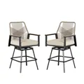 Sunshine Valley beige swivel rattan patio bar stools, set of 2