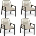 Sunshine Valley PE rattan patio dining chairs, set of 4, wrought iron frame