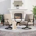 Sunshine Valley beige swivel patio dining chairs, set of 2, alloy steel frame