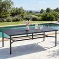 Sunshine Valley 83 inch black metal patio dining table, wrought iron frame, no chairs, for 8