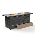 Sunshine Valley 57 inch black propane gas fire pit table with wood-like tabletop
