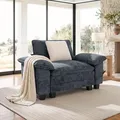 Sunshine Valley 1 seat blue modular accent chair with wool-like chenille fabric and throw pillow